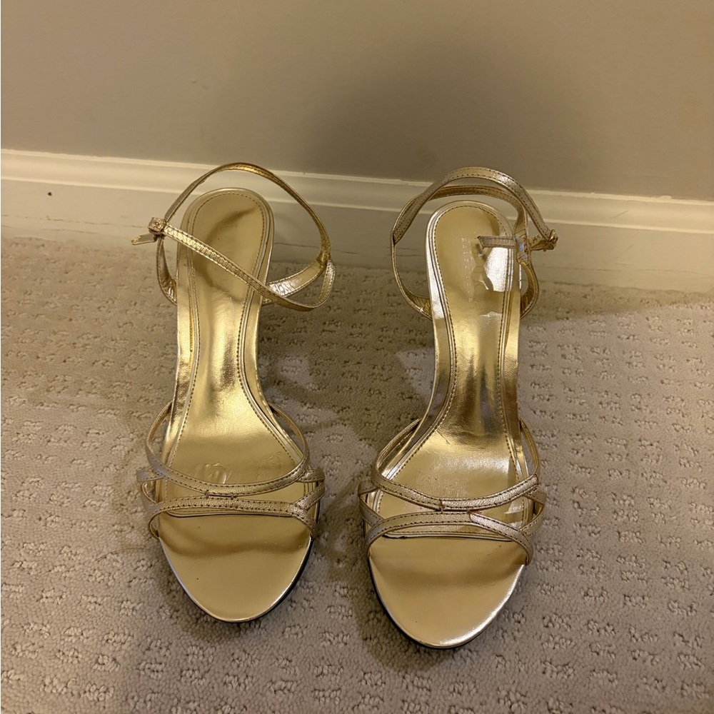 Ralph Lauren Gold Strappy Heels